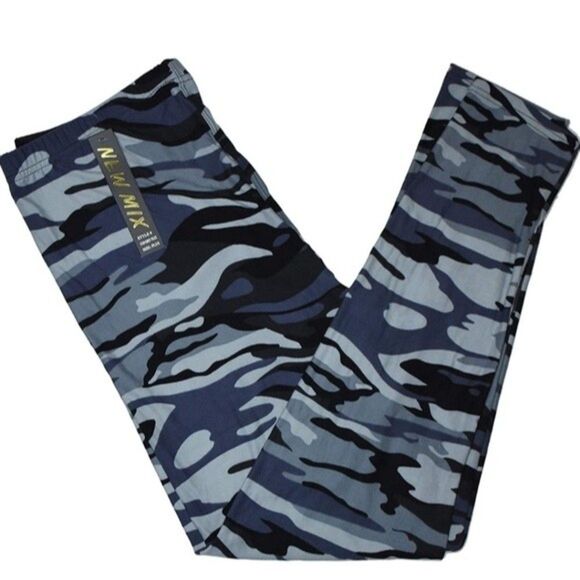 NEW MIX Gray Camo Brushed Leggings (Fits 12-18) - Picture 1 of 5